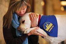 woman with her service dog